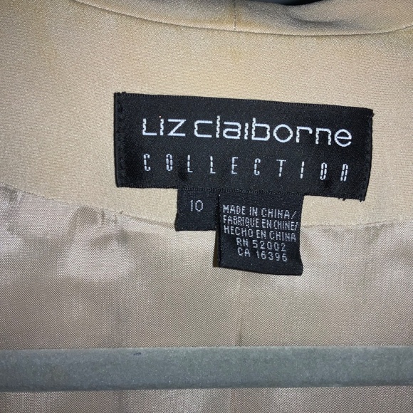 Liz Claiborne cream silk double breasted jacket Sz 10 Lagenlook tuxedo collar - Picture 3 of 5